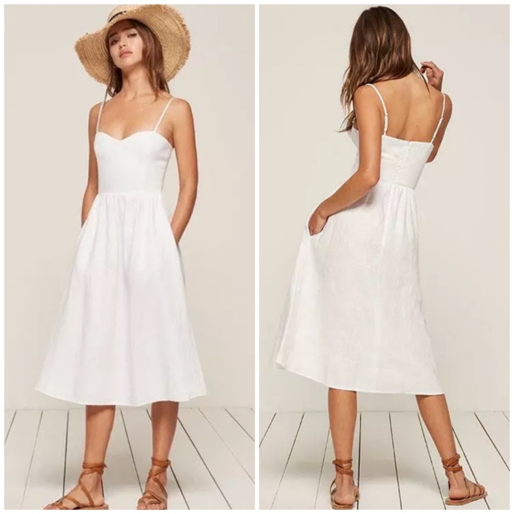 Reformation White Midi Dress